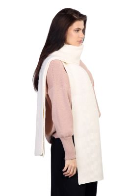 100% merino wool scarf 23x180 cm (white)