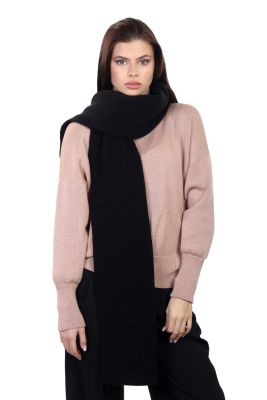 100% merino wool scarf 28x200 cm (black)