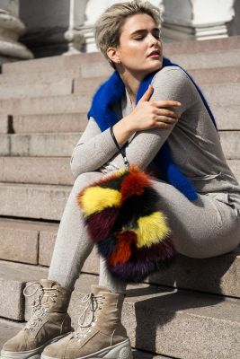 Handbag from fox fur (colourful)