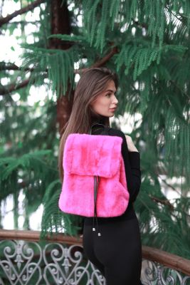 Backpack from mink fur (pink)