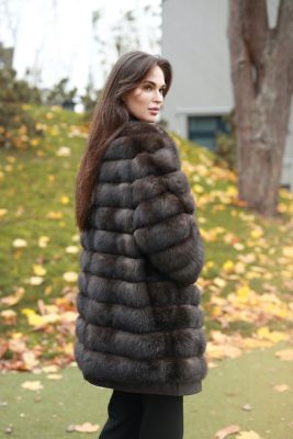 Sable fur coat in brown