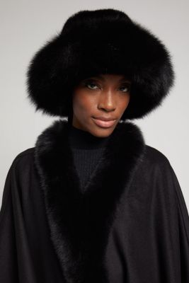 Mink fur hat with fox fur edging in black