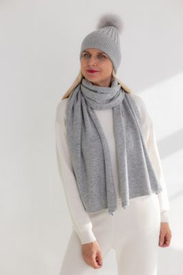Knitted wool and cashmere scarf 50x190 in grey
