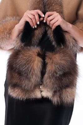 Fox fur bag with mink fur bag handle 