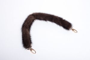 Bag handle mink fur in brown