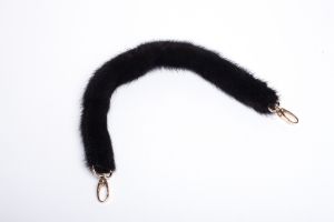 Bag handle mink fur in black