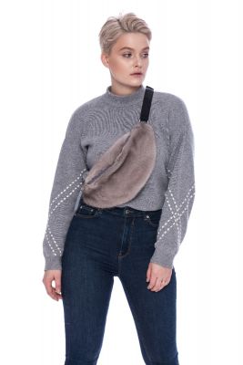 Bumbag from mink fur in grey