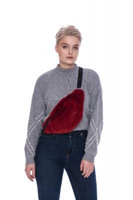Bumbag from mink fur in red