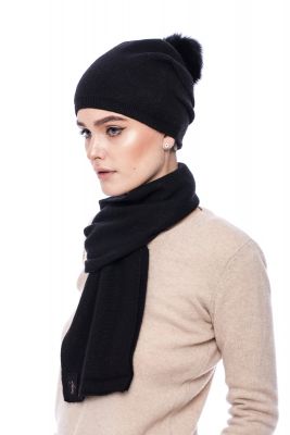 Cashmere and wool scarf black 