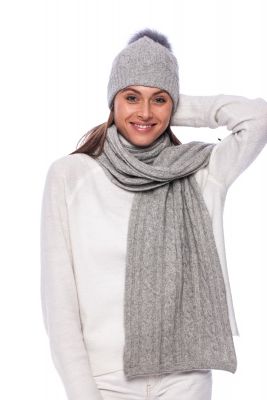 Cashmere hat and scarf set grey