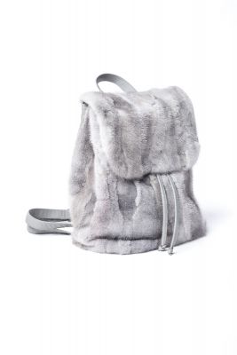 Backpack from mink fur in grey