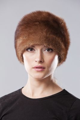 Mink fur hat natural light brown