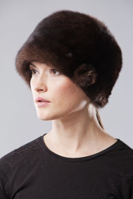 Mink fur hat “Bell” dark brown (mahogany)