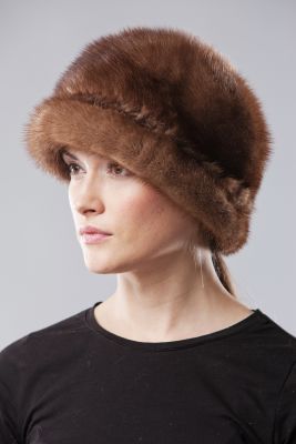 Mink fur bonnet “France” natural Brown