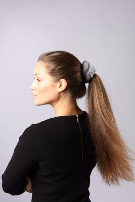 Hair band from mink fur in grey