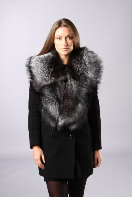 Long collar from fox fur in blue silver