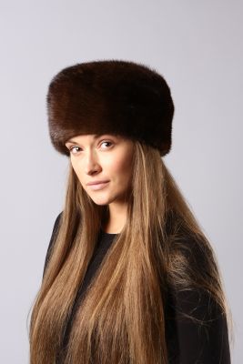 Mink fur hat “Tablet” natural brown