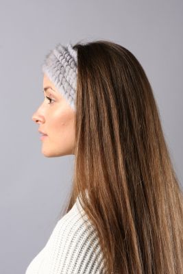 Knitted mink headband natural Sapphire