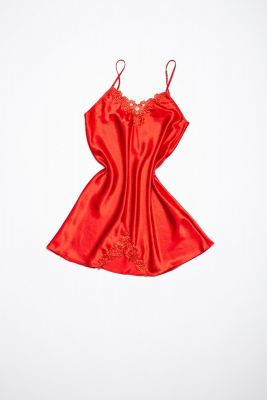 Satin night dress in red