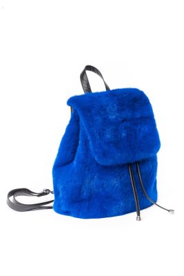 Backpack from mink fur in blue