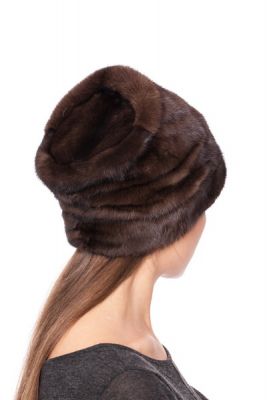 Mink fur hat “Cylinder” in natural dark brown
