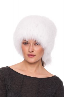 Knitted fox fur hat “Pinocchio” in white
