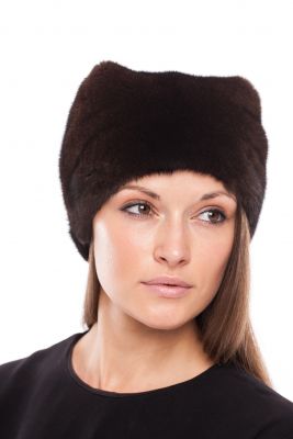 Mink fur hat “Kitty” in natural brown
