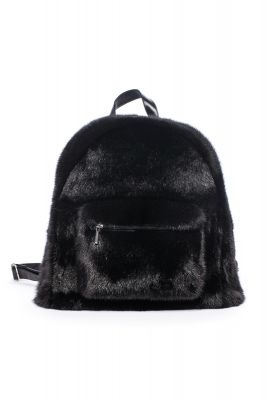 Backpack from mink fur in black
