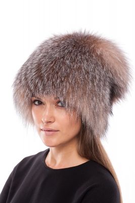 Knitted fox fur hat “Pinocchio” in gold
