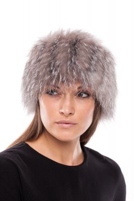 Knitted fox fur headband  in blue frost