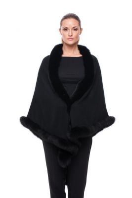 Cashmere shawl with black fox fur 