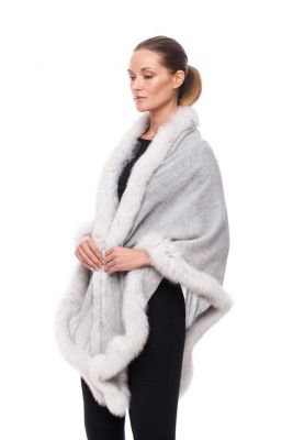 Cashmere shawl with natural white fox fur 