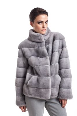 Mink fur coat grey