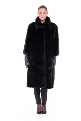 Mink fur coat black