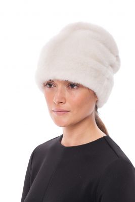 Mink fur hat “Cylinder” in white