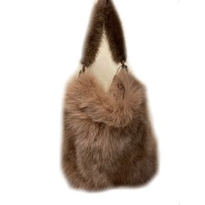 Bag from fox fur in light brown