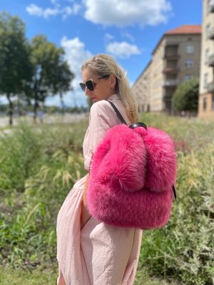 Backpack from fox fur (pink)