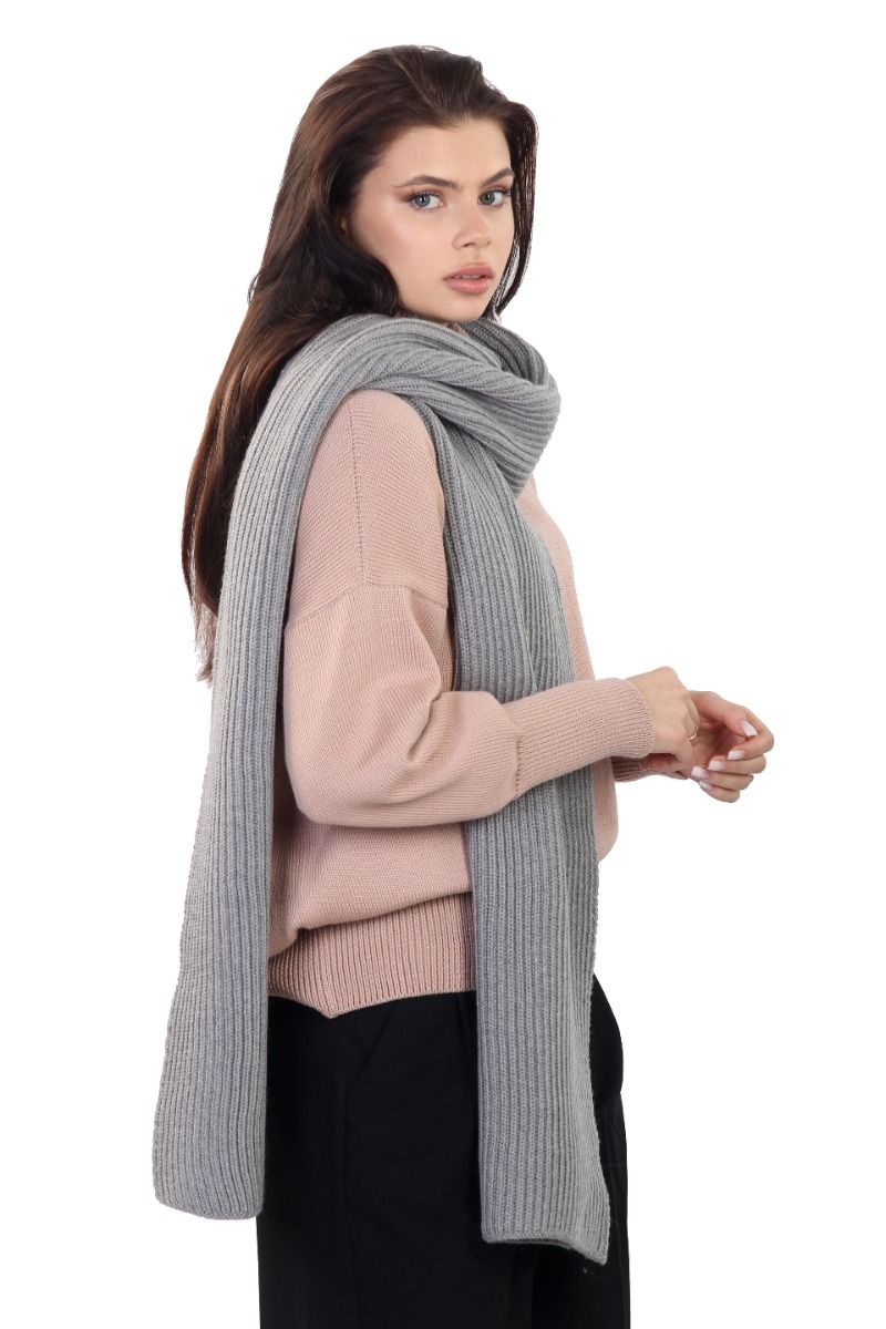 Set of Teddy coat in pink and merino wool scarf in grey