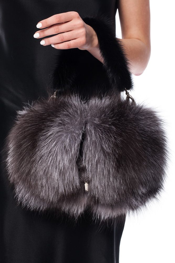 Fox fur bag with mink fur bag handle | Beautyfur.com