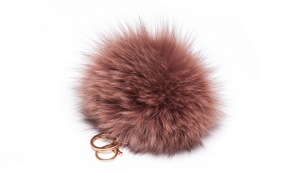 Real Fox Fur Pompom Accessory  15cm Real Fox Fur Keychain - 15cm