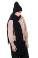 Set of merino wool scarf and hat with flap in black
