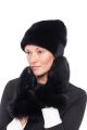 Set of mink fur gloves and hat (black)