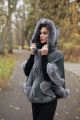 Wool and cashmere poncho  with hoodie grey 