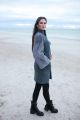 Wool and cashmere coat grey with mink sleeves (grey)