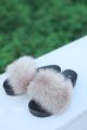 Slippers with fox fur decor in beige