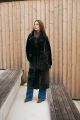 Shearling coat long with elegant in chocolate