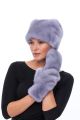 Set of mink fur gloves and hat (Sapphire)