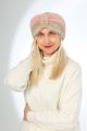Stylish Turban-type mink fur headband in beige/pink