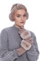 Wool gloves with beige REX fur
