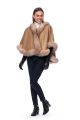 Wool and cashmere poncho beige with golden silver fox fur